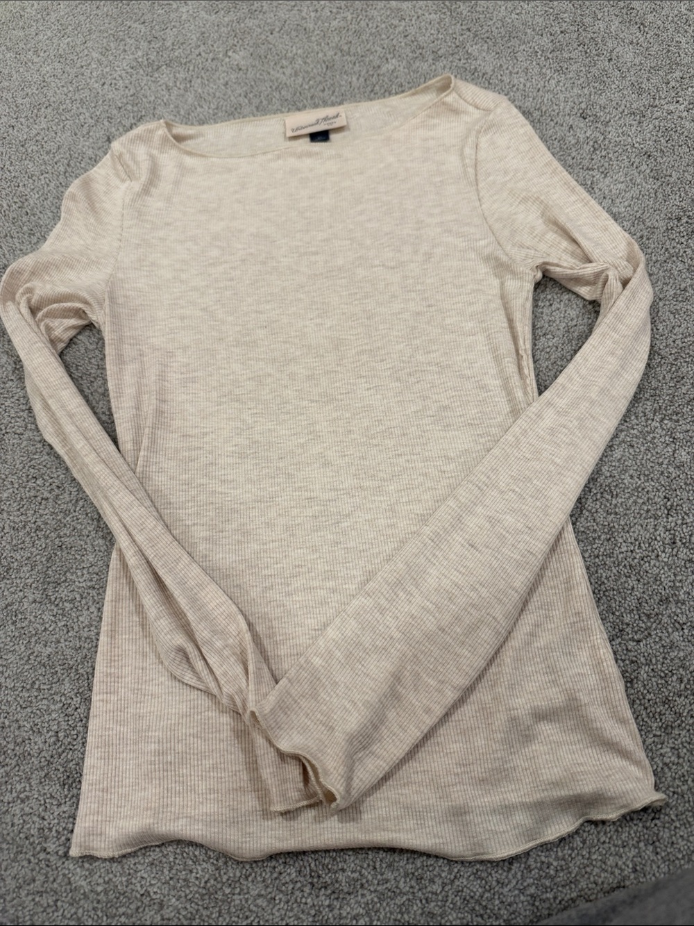 Universal Thread Beige Ribbed Long-Sleeve Top